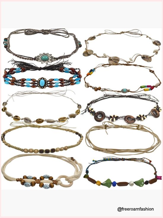 10 Pc Leather Braided Hat Bands for Cowboy Fedora Hats main image 4